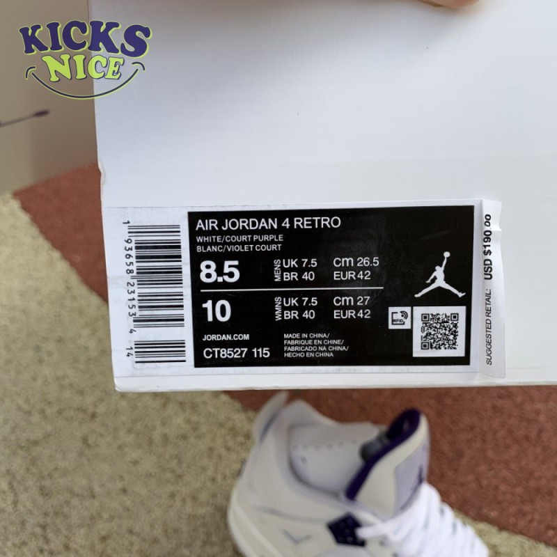 Air Jordan 4 Retro 'Purple Metallic' Size 36-47.5 Air Jordan 4 Retro 'Purple Metallic' Size 36-47.5