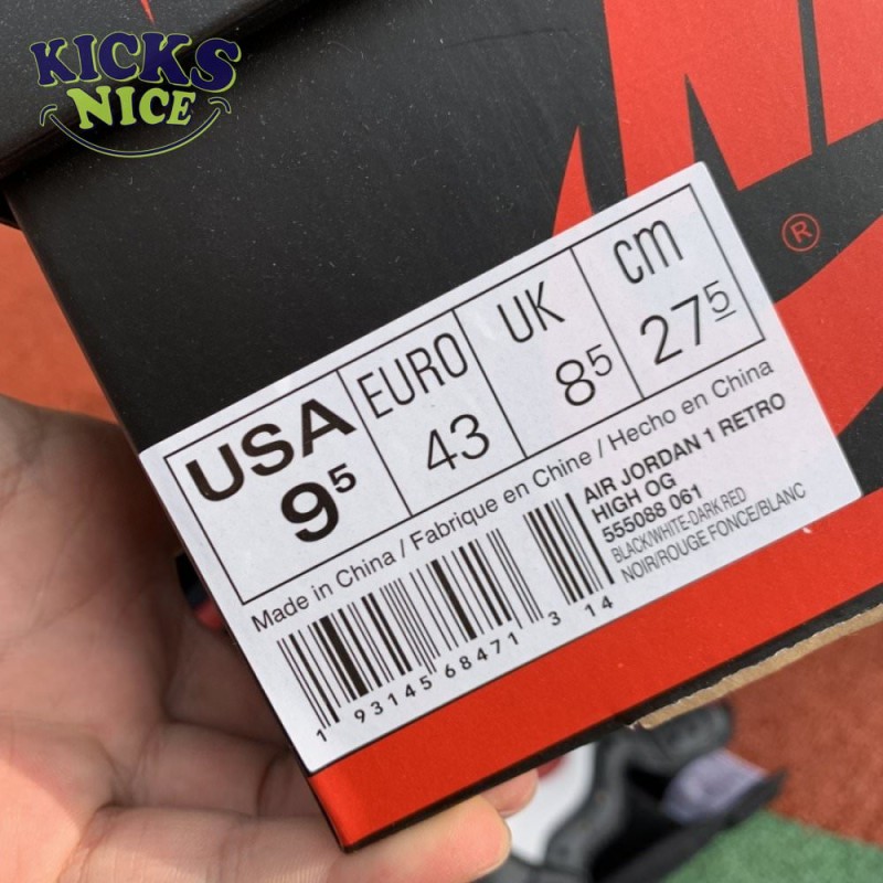 Jordan 1 Retro High Black Gym Red Size 40-47.5 Jordan 1 Retro High Black Gym Red Size 40-47.5