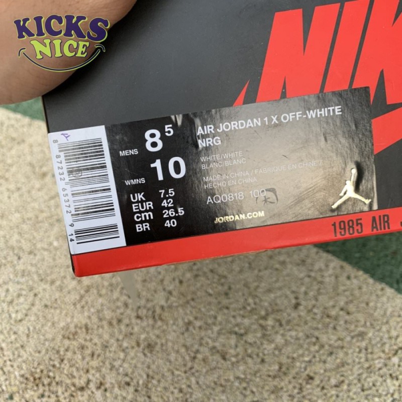 Off-White x Air Jordan 1 Retro High OG BG 'White' 2018 Size 36-47.5 Off-White x Air Jordan 1 Retro High OG BG 'White' 2018 Size 36-47.5
