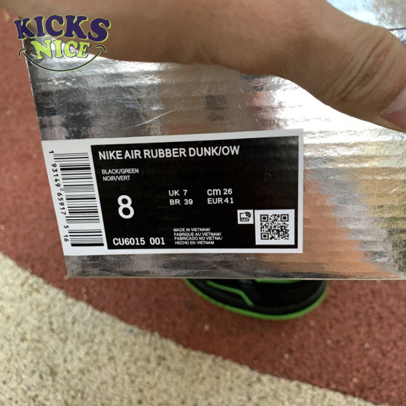 Off-White x Air Rubber Dunk 'Green Strike' Size 40-47.5 Off-White x Air Rubber Dunk 'Green Strike' Size 40-47.5