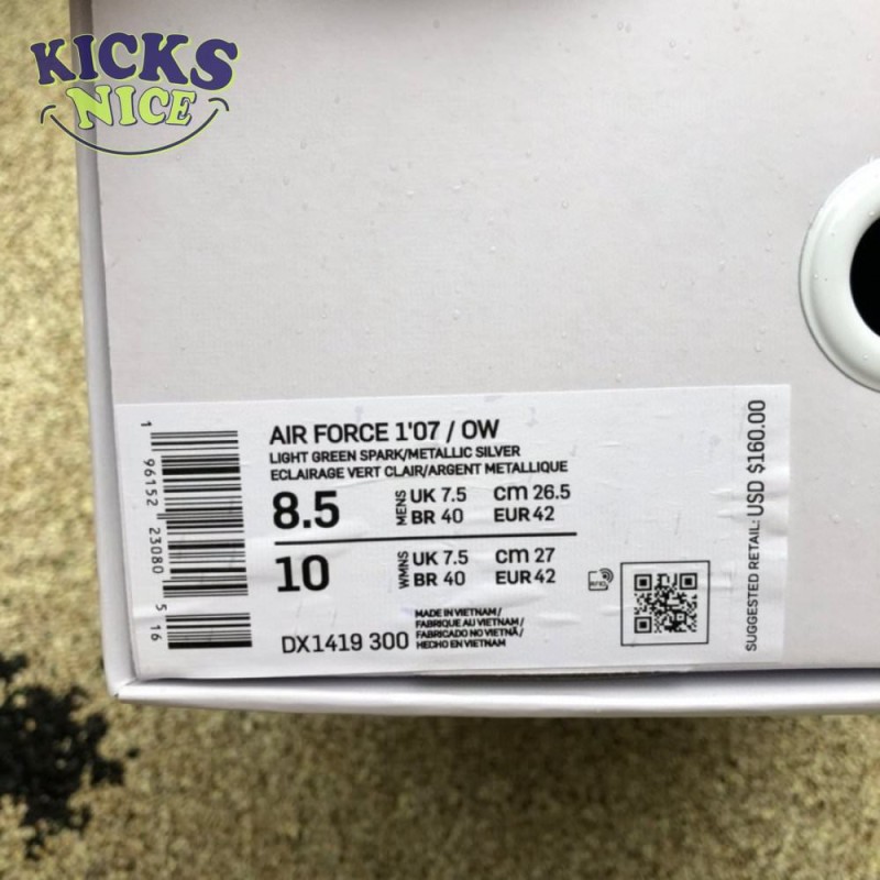 Nike Air Force 1 Low Off-White Light Green Spark Size 36-47.5 Nike Air Force 1 Low Off-White Light Green Spark Size 36-47.5