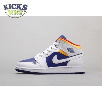 Air Jordan 1 Mid White Laser Orange Deep Royal Blue 36-40