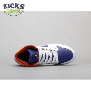 Air Jordan 1 Mid White Laser Orange Deep Royal Blue 36-40