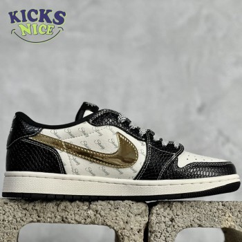 Stussy x Air Jordan 1 Low Dragon Scale Gold Hook XY2688-112 Size 36-45